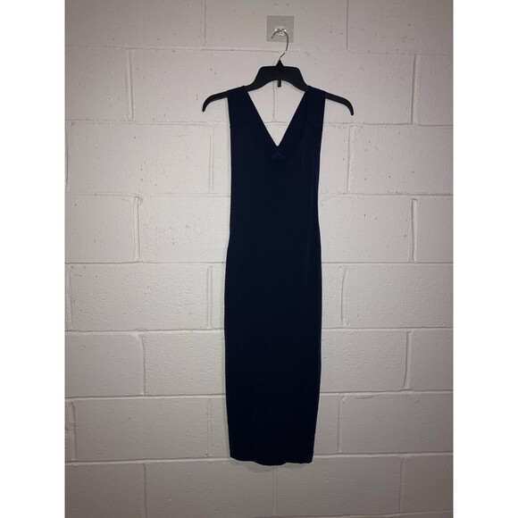 Donna Karan Active Midi-length Dress Womens Round-Neck Stretch Size XS Navy - Picture 13 of 16